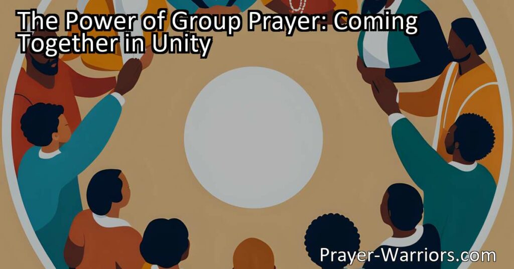 Discover the incredible power of group prayer in finding solace and strength. Unite with others to manifest positive change and build strong connections. Experience the transformative benefits of collective intentions and shared responsibility. Find hope
