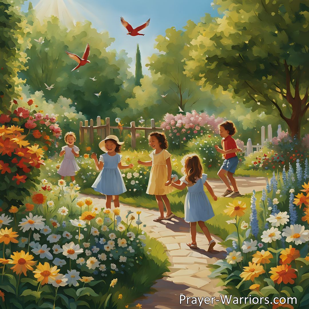 Freely Shareable Hymn Inspired Image Celebrate Children's Day with birds singing and flower bells ringing. Discover the joy, innocence, and beauty in their voices and melodies. Spread love and gratitude with smiling blossoms on this special day in June.
