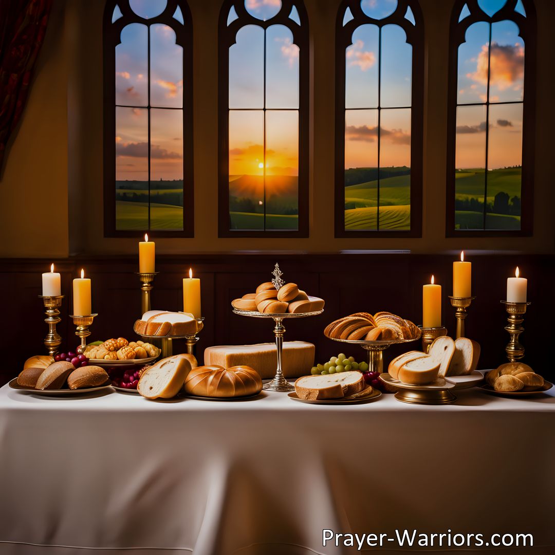 Freely Shareable Hymn Inspired Image Experience the Blest Feast Of Love Divine: A Hymn Celebrating Communion and God's Grace. Discover the transformative power and profound joy in partaking in this sacred ritual.