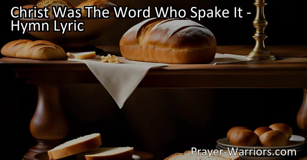 Discover the transformative power of Christ's words in "Christ Was The Word Who Spake It." Reflect on the significance of Communion and the divine authority in his teachings. Embrace his message and shape your life.