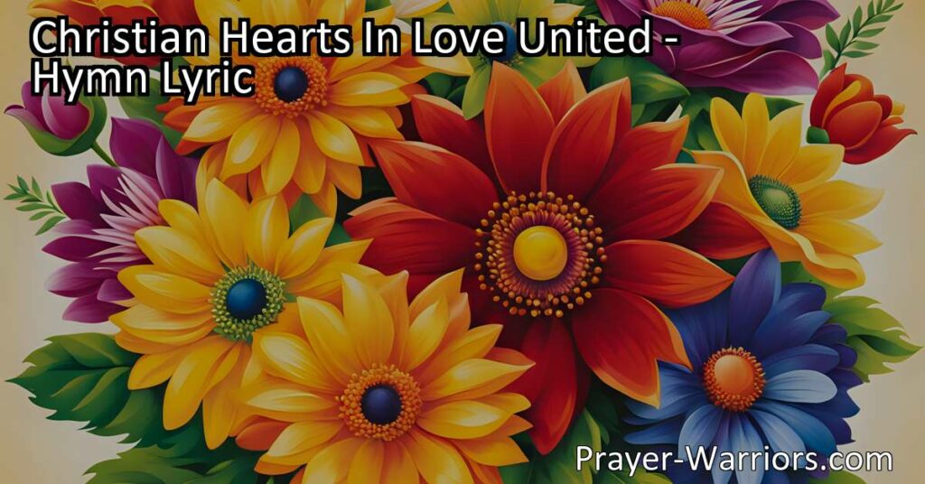 Discover the power of unity and love in "Christian Hearts In Love United." Reflect God's love and unity while fulfilling His holy will. Pledge your service to Him and let your light shine for all to see. Achieve true affection and exemplify God's love in your life. Reflect the brightness of Jesus and witness to the world that you belong to God alone.