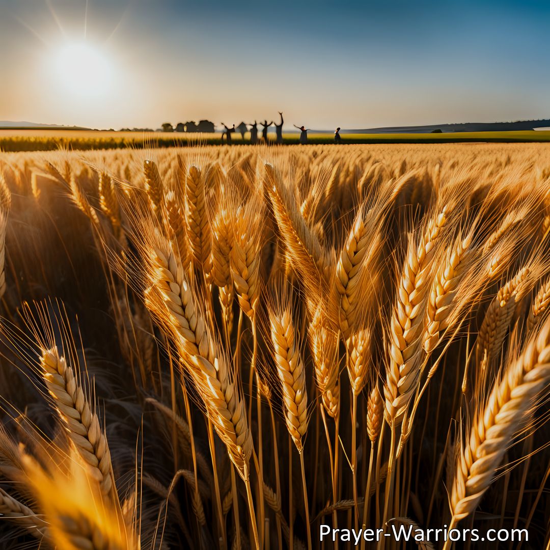 Freely Shareable Hymn Inspired Image Answer the Call to Action in the Harvest Fields - Harvest Fields Are Waving With The Ripened Grain. Join the reapers and gather for the Lord, our King. Be an earnest worker and make a lasting impact.