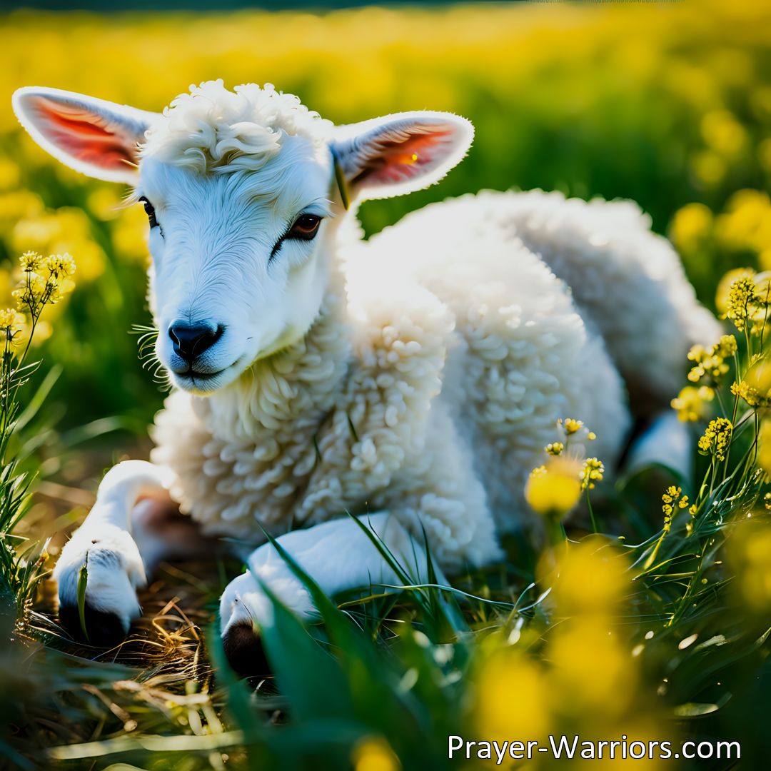 Freely Shareable Hymn Inspired Image Discover the beauty of surrendering to Holy Jesus, the lovely Lamb. Find your purpose and fulfillment in His embrace. Experience the joy of becoming His and His alone.