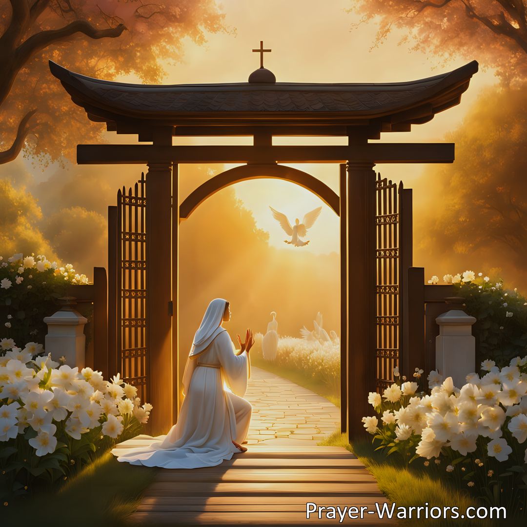 Freely Shareable Hymn Inspired Image Find comfort and joy waiting at Mercy's Gate. Discover the power of prayer, the all-seeing nature of my Savior, and the solace found in His presence. Seek comfort and guidance through prayer and discover eternal hope.