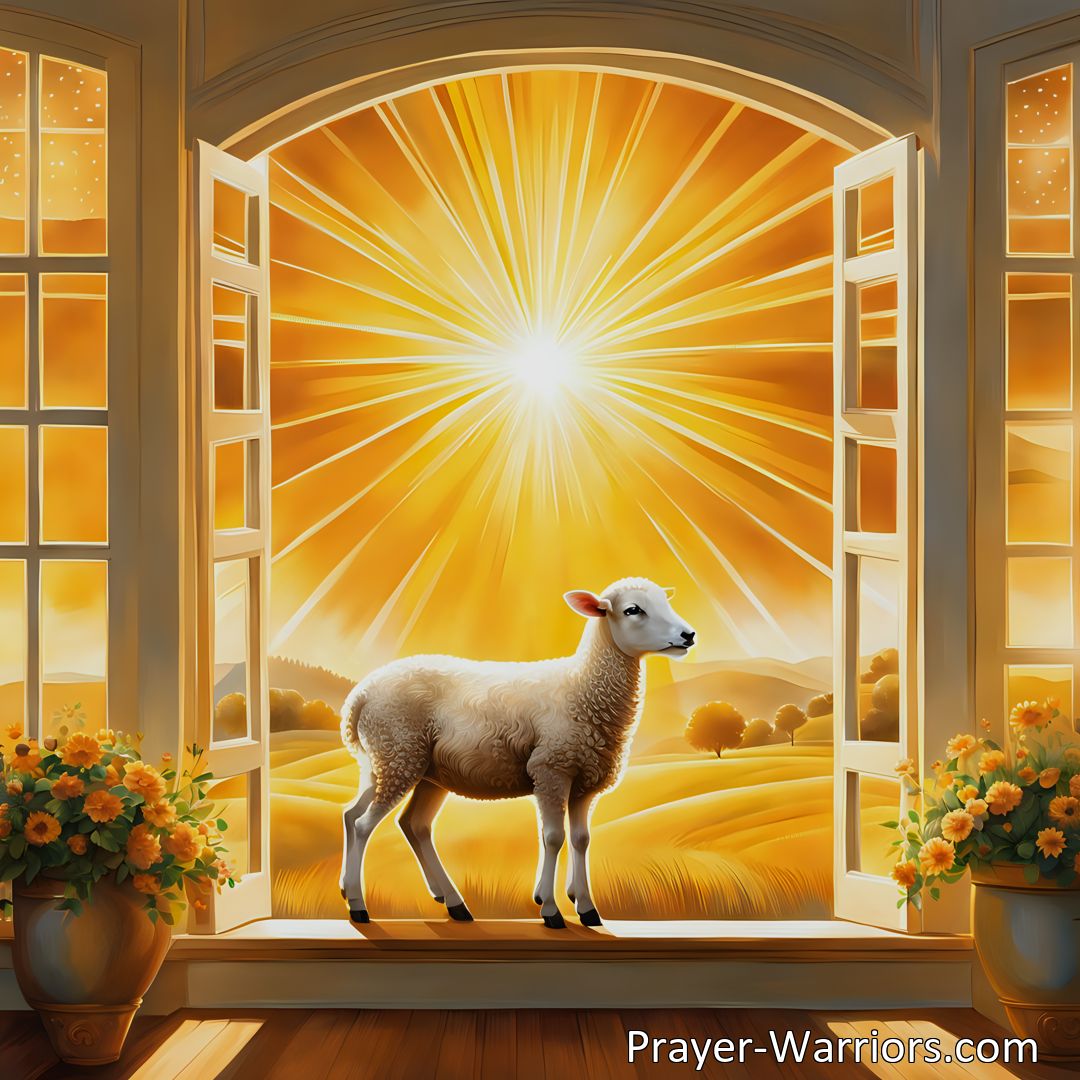 Freely Shareable Hymn Inspired Image Discover the ethereal light of the Lamb in the eternal home above in If Never The Gaze Of Sun And Moon. Experience a world where darkness fades and the brilliance of love illuminates our souls. Follow the Lamb's light to everlasting bliss and communion with God.