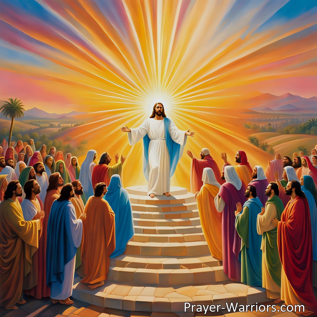 Freely Shareable Hymn Inspired Image Discover the hope and anticipation in the hymn Jesus Is Coming Shout The Glad Song. Find comfort in the certainty of Jesus' arrival and the promise of a glorious future. Embrace the joy of being reunited with our Savior in our eternal home.