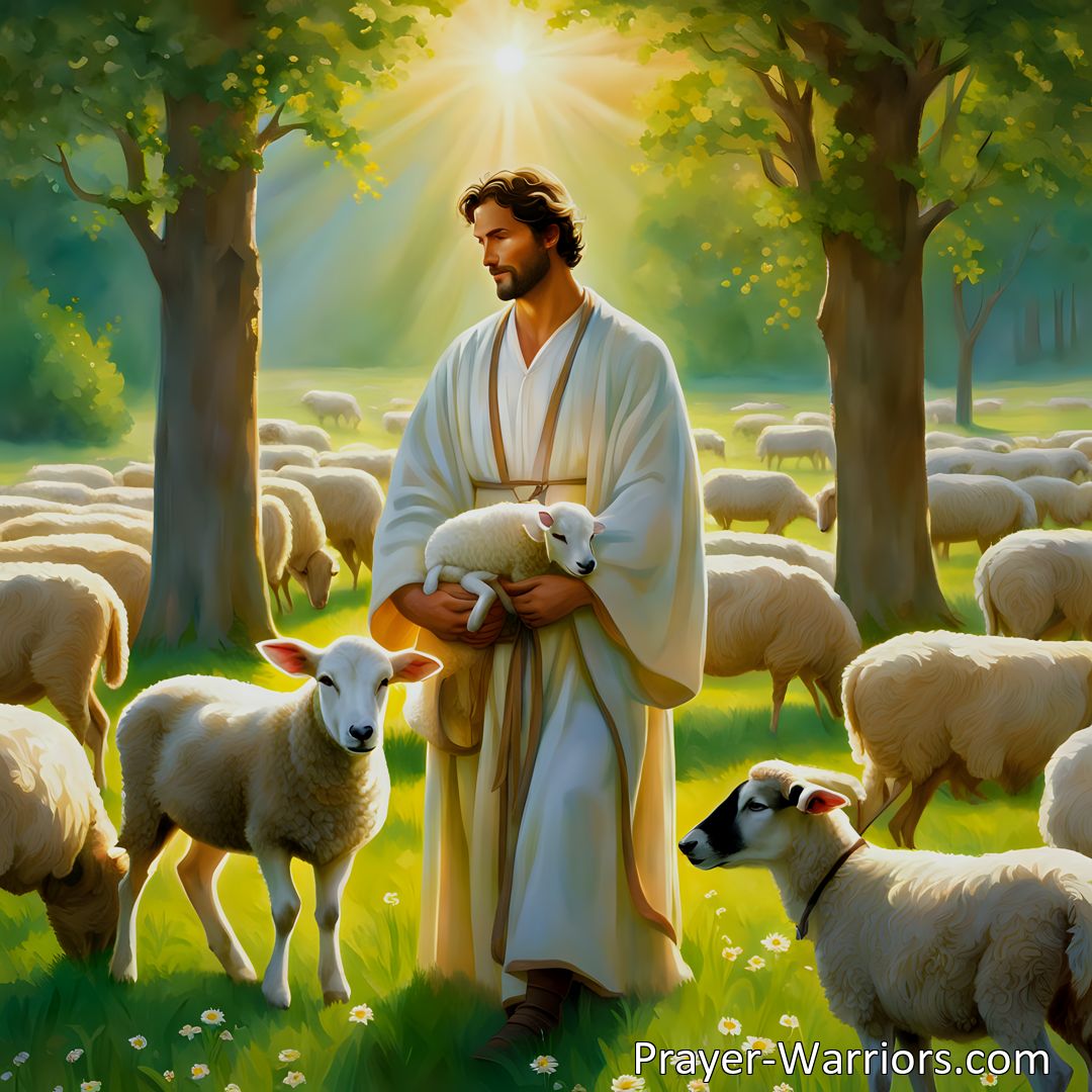 Freely Shareable Hymn Inspired Image Find comfort and protection in Jesus, our Shepherd, wiping every tear. Trust His guidance and love in troubled times. Embrace His care and conquer fear.