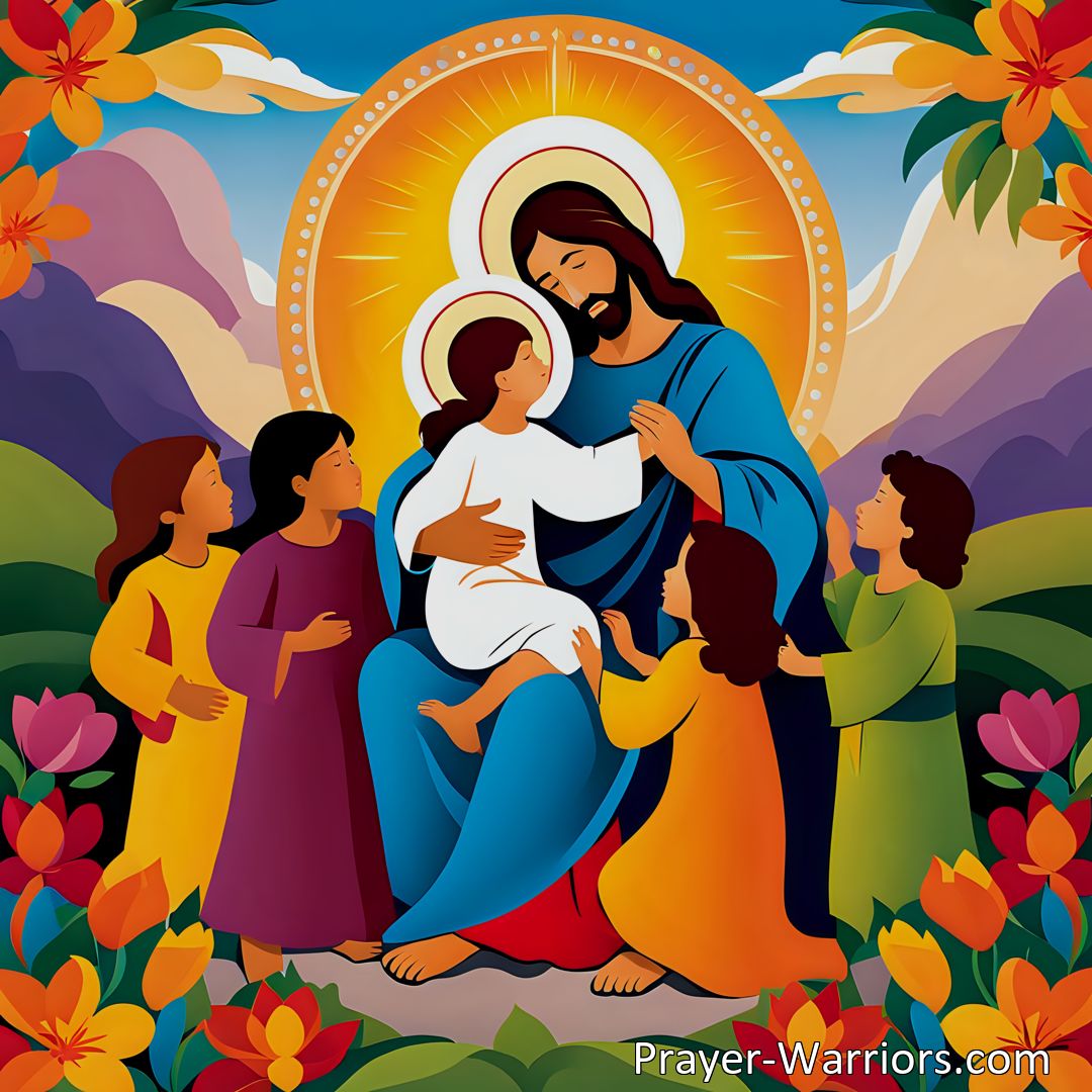 Freely Shareable Hymn Inspired Image Jesus Is The Children's Friend: A Precious and Tender Source of Love and Guidance. Discover the deep bond and special connection between Jesus and children, as expressed in the hymn Jesus Is The Children's Friend. Explore the meaning behind the lyrics and the importance of Jesus's role in children's lives.