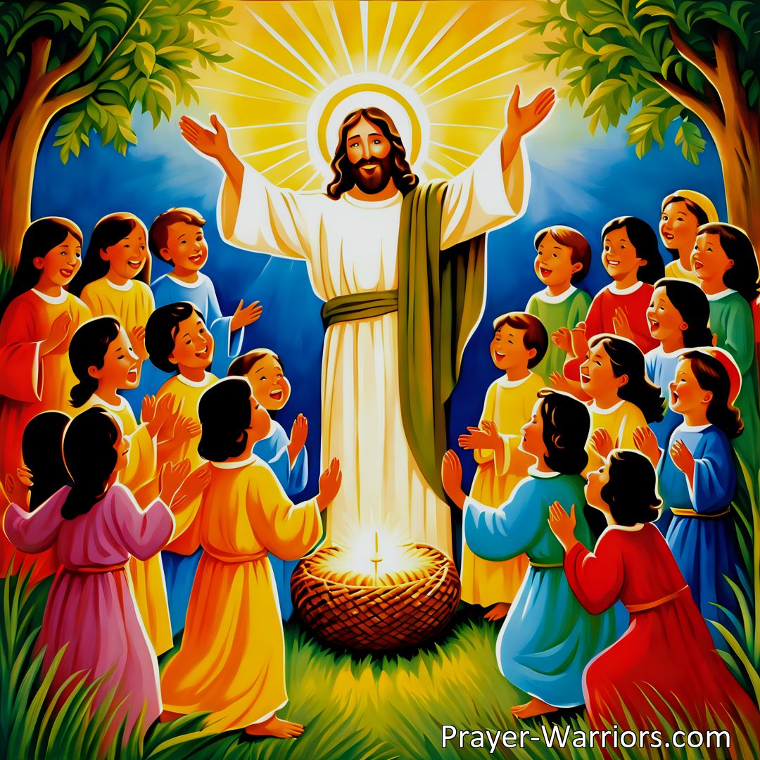 Freely Shareable Hymn Inspired Image Jesus Is The Children's Savior: A Friend and Protector for All. Explore the boundless love and care Jesus has for children in this hymn. Bring them to Jesus, their dearest friend, and let them experience His everlasting love and protection.