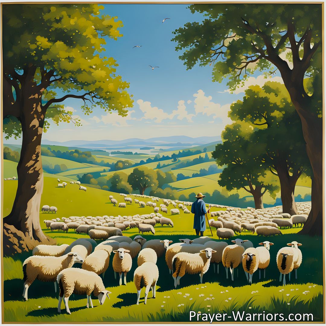 Freely Shareable Hymn Inspired Image Discover the profound love and care of Jesus as you reflect on being His cherished lamb. Find joy in His guidance and provision. Rejoice in the ultimate promise of eternal communion with Him.