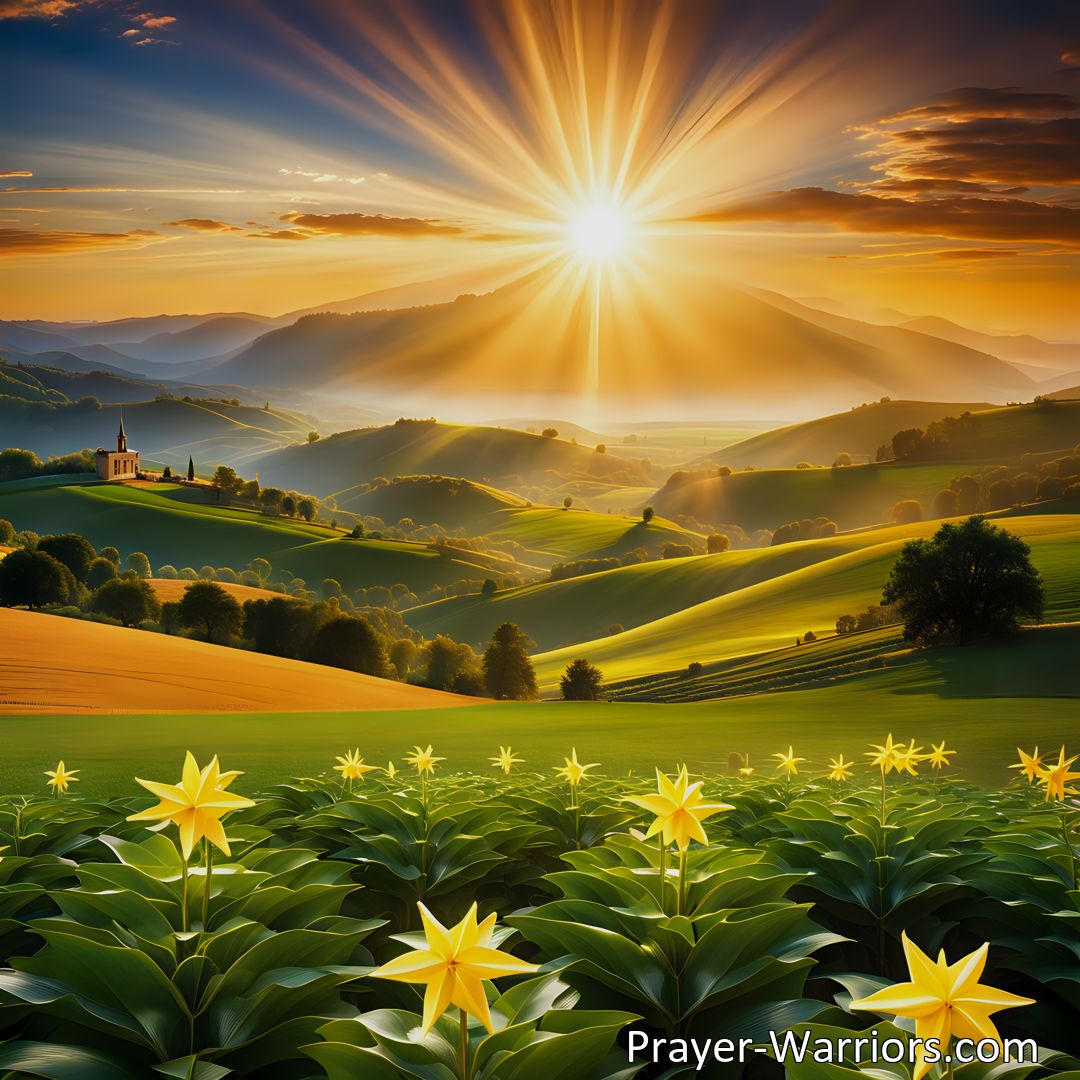 Freely Shareable Hymn Inspired Image Join us in celebrating the beauty and power of the rising sun in the East. Discover the joy, light, and wisdom it brings to our world. Rise and shine with the sun each day.