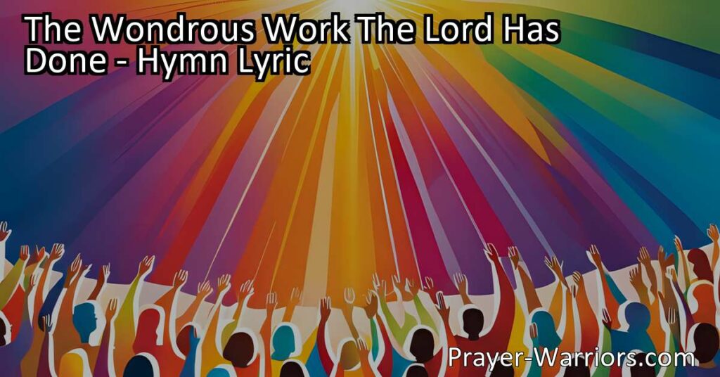 Discover the incredible and wondrous work the Lord has done! Join in praising His name and experiencing the transformative power of His grace. This hymn reminds us of the power of prayer and the redemption available through Jesus.