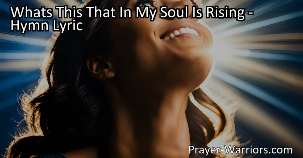 Discover the transformative power of grace and mercy in "What's This That In My Soul Is Rising." Explore the journey to righteousness and find hope in God's free gift of mercy. Seek the road to glory and embrace a life filled with love and forgiveness.