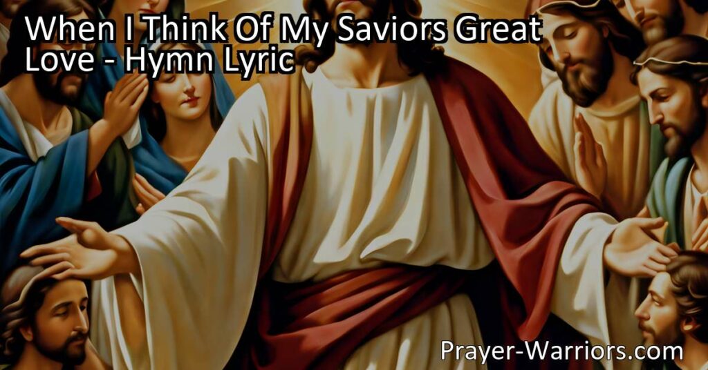 Discover the profound truth of my Savior's great love. The hymn beautifully portrays His sacrifice and unwavering love for sinners like me. Find hope