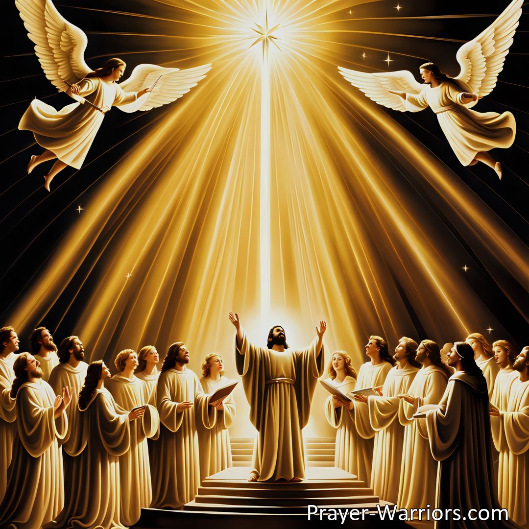 Freely Shareable Hymn Inspired Image Sing praises to our King with the heavenly choir. Explore God's mighty salvation and Christ Jesus as the seal of peace. Join in adoration and gratitude for His blessings. Let your voice be heard.