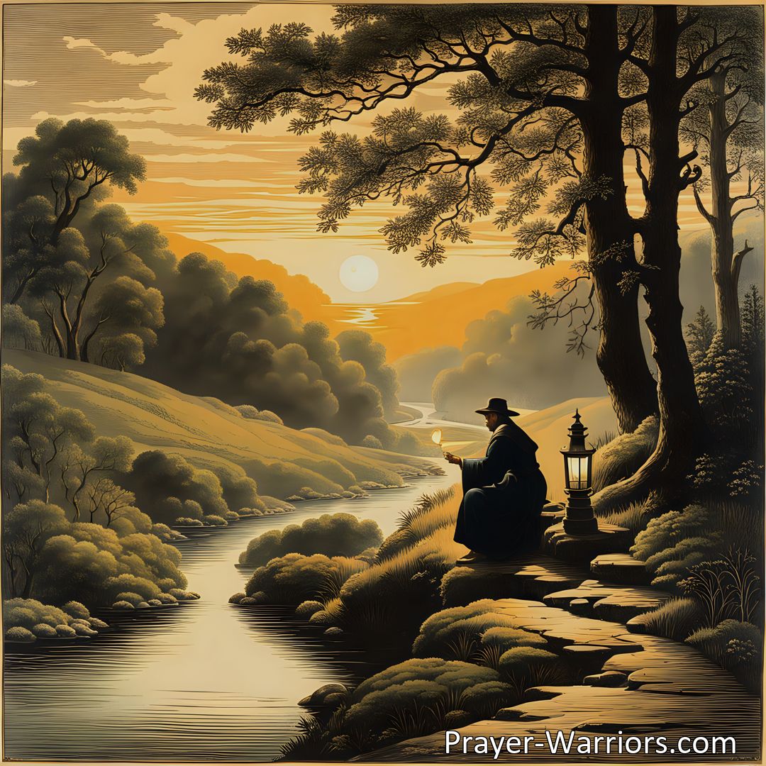 Freely Shareable Hymn Inspired Image Experience hope and peace in the midst of darkness. A Weary Pilgrim Sat depicts a tired traveler finding solace and support on their journey.