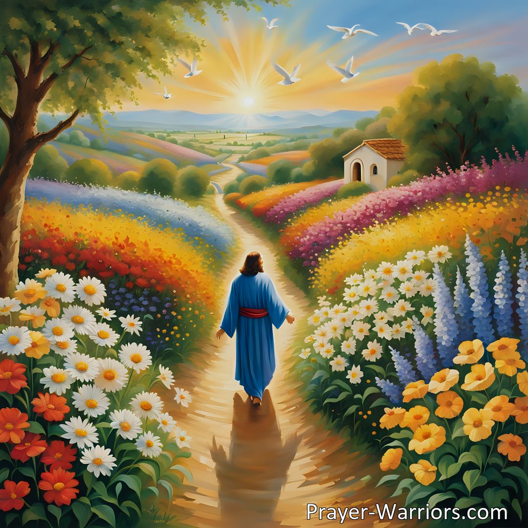 Freely Shareable Hymn Inspired Image Find Happiness in the Love of Jesus with All My Life Is Filled With Sunshine. Walk and talk with Him every day, trusting His love to keep you happy all the way. Embrace His boundless love for a brighter, joyful life.