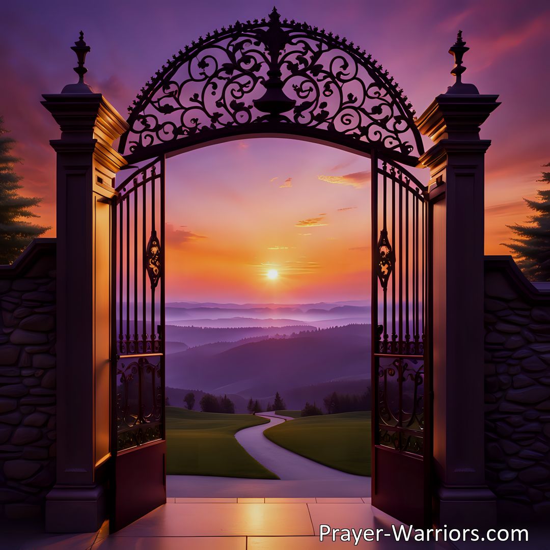 Freely Shareable Hymn Inspired Image Experience the beauty of life's journey as the years go by and the sun sets. Discover the promise of rest and eternal joy as we approach the gates of a peaceful realm illuminated by love.