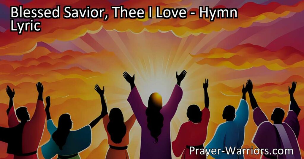 Discover the deep love and devotion for our Blessed Savior in this hymn of faith. Find solace in His presence and trust in Him for guidance and protection. Only He brings true joy and fulfillment. Follow and share His love. Blessed Savior