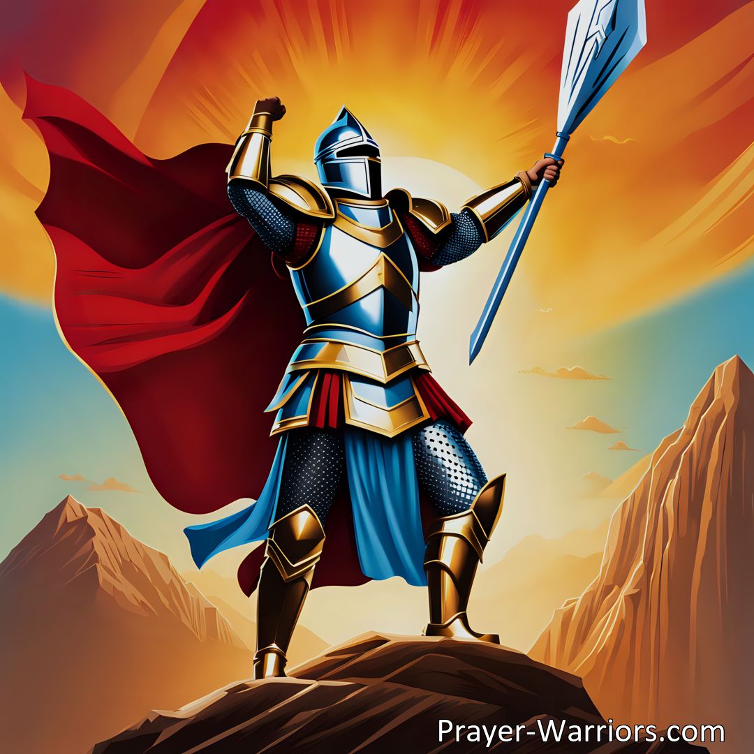 Freely Shareable Hymn Inspired Image Conquer the foes within and without by putting on the armor of Jesus. Lift high the victorious banner of truth and overcome evil with good. Join the battle against sin and bring light to the world.