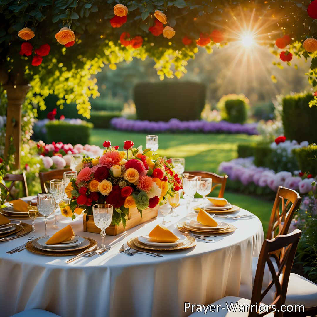 Freely Shareable Hymn Inspired Image Discover the joy of decking yourself, your soul with gladness in the love of Christ. Leave behind sadness and embrace the radiant splendor of His grace. Find true joy and fulfillment in His wondrous banquet.