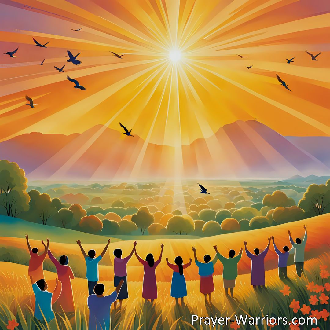 Freely Shareable Hymn Inspired Image Embrace the beauty of nature and divine love as the world rejoices in the arrival of each new day. Sing the Sabbath morning hymn in adoration and seek God's grace and presence in your life. Hail Holy Light! The World Rejoices.