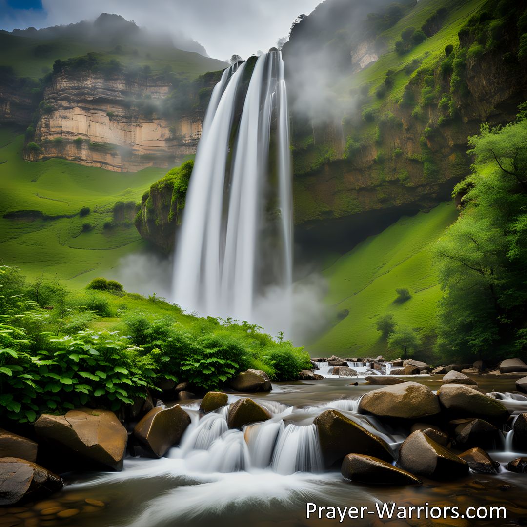 Freely Shareable Hymn Inspired Image Hallelujah to Jesus! Salvation is flowing, bringing showers of grace. Witness sinners melting and penitents bowing, as they feel His embrace. Join in the glory and honor forever given to Jesus, as salvation moves along. Trust in His pardoning power, for salvation is here.