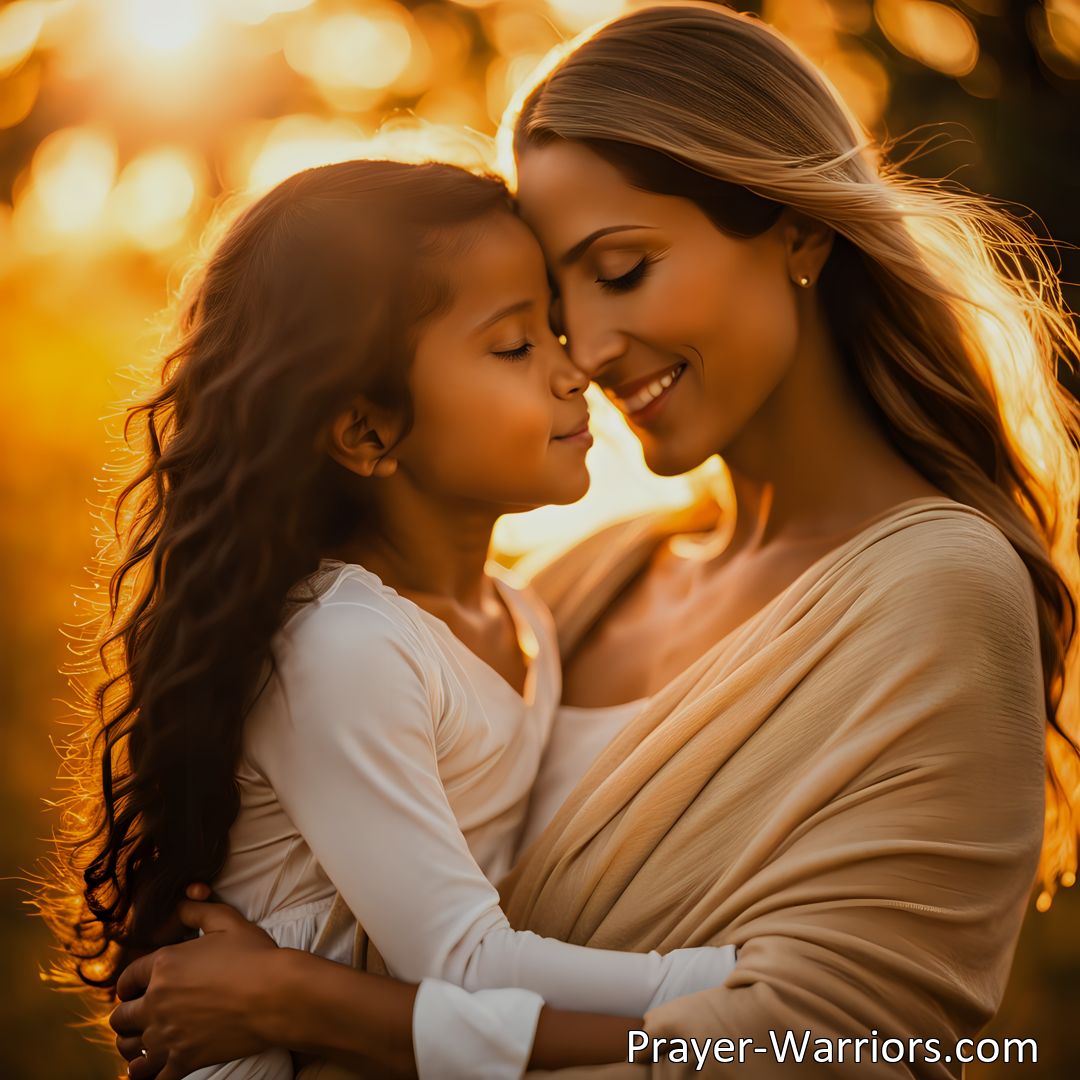 Freely Shareable Hymn Inspired Image Experience the Divine Presence of He Who By A Mothers Love - Unconditional, Ever-Present, and Binding Hearts Together. Find solace, healing, and boundless joy in the embrace of a mother's love.