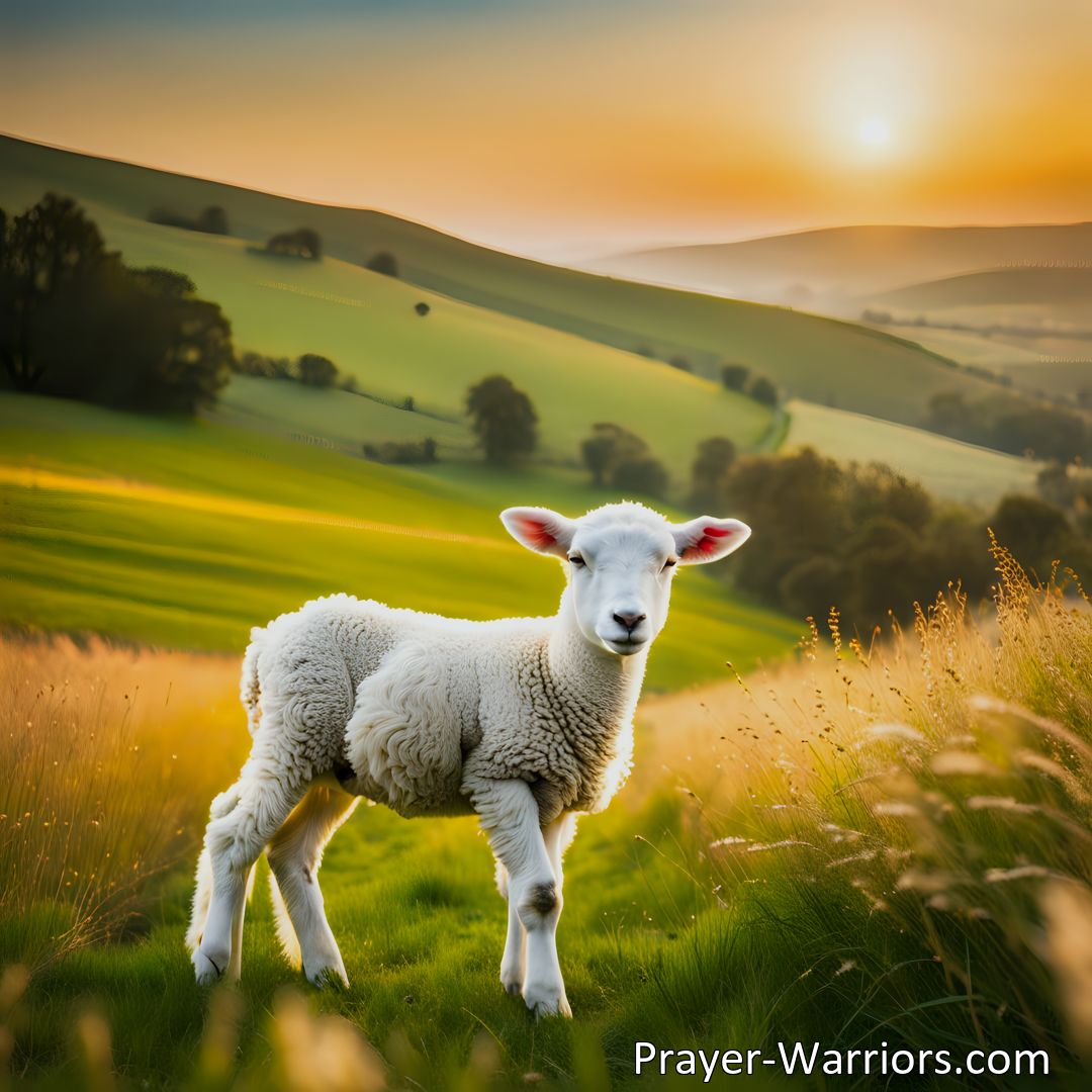 Freely Shareable Hymn Inspired Image Discover the beauty of surrendering to Holy Jesus, the lovely Lamb. Find your purpose and fulfillment in His embrace. Experience the joy of becoming His and His alone.