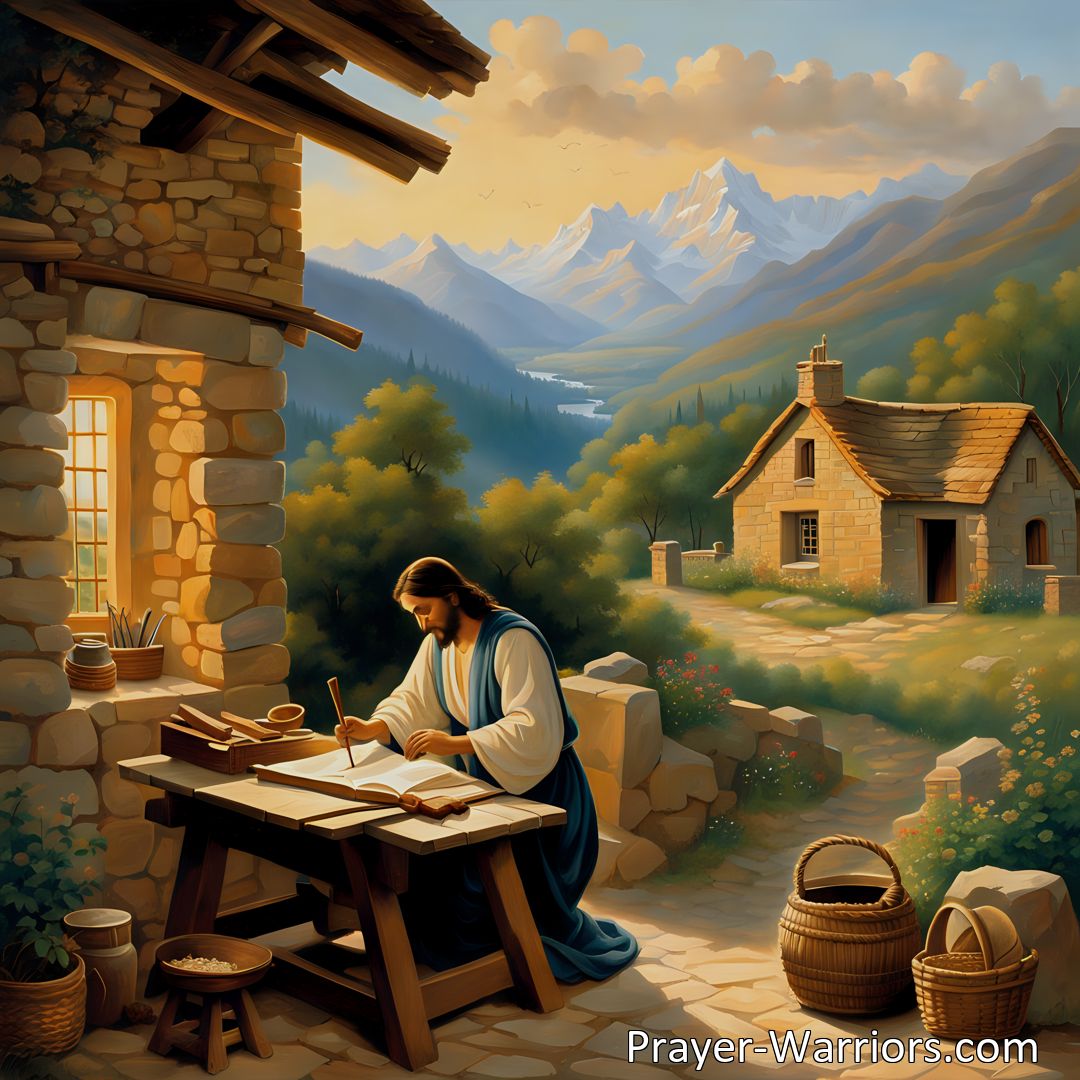 Freely Shareable Hymn Inspired Image Discover the inspiring stories of Jesus' humble life on earth. Learn how He dwelled in simplicity and blessed the poor. Find comfort in His nearness and find strength to live with love and compassion.