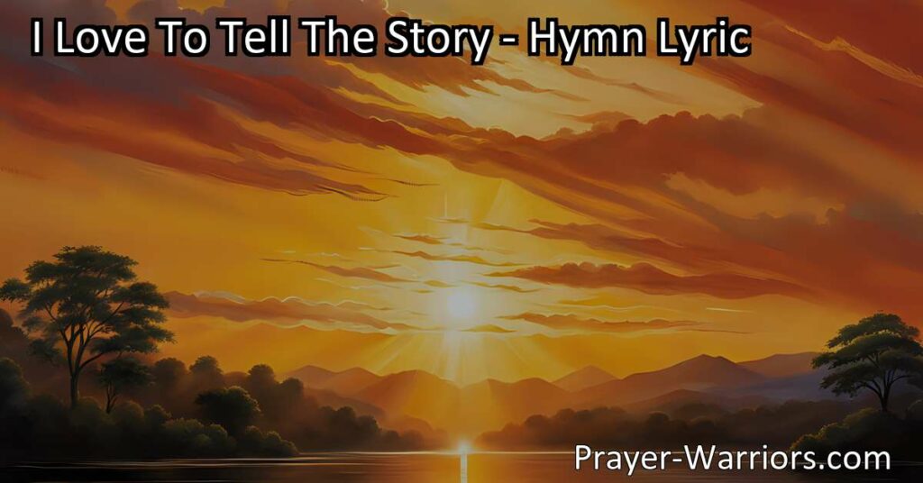 Discover the joy and power of redemption through the hymn "I Love To Tell The Story." Experience the transformative love of Jesus and find inspiration in sharing this incredible story of faith and hope.