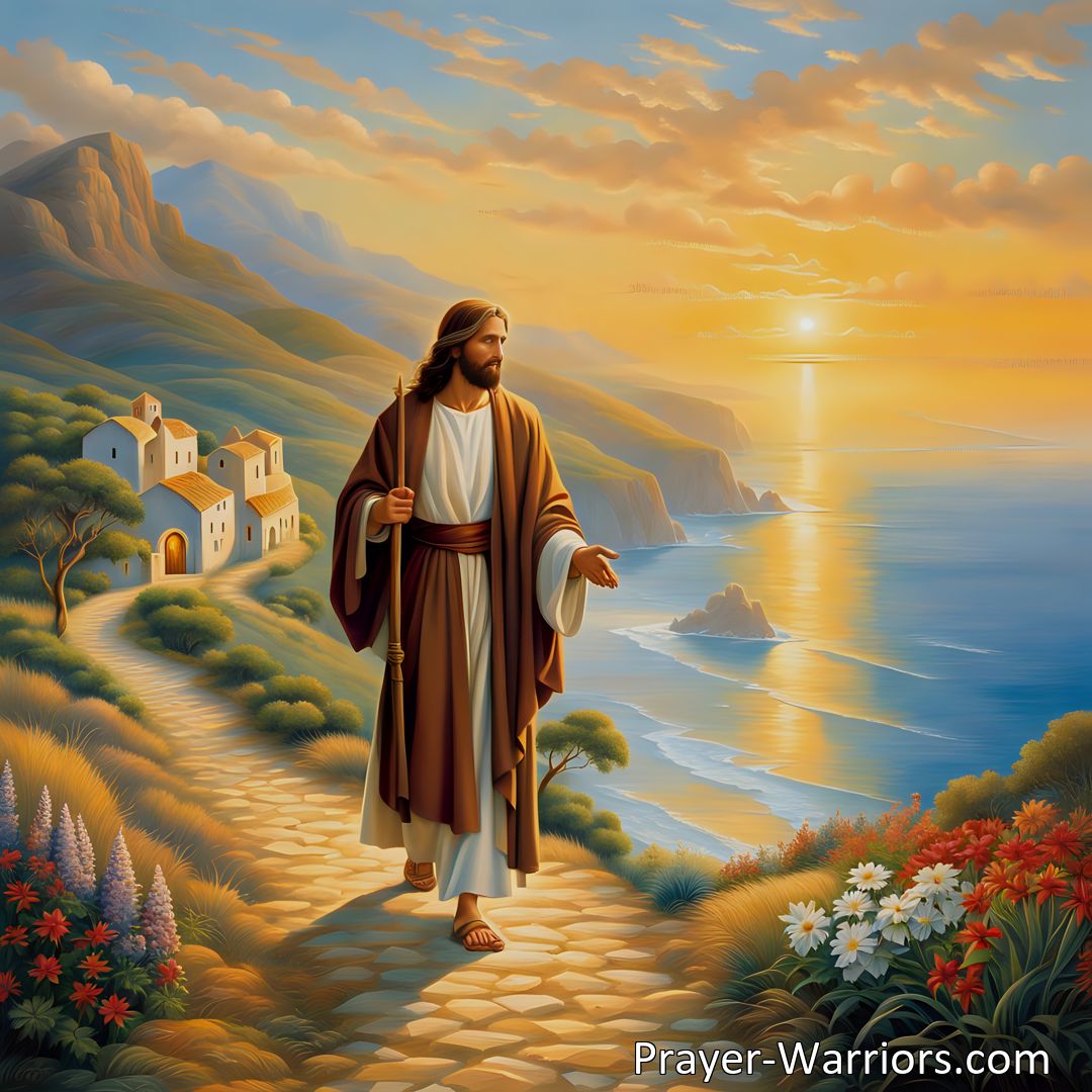 Freely Shareable Hymn Inspired Image META DESCRIPTION: Discover peace, guidance, and the promise of a heavenly welcome on life's journey by walking with Jesus. Find rest for your weary heart and mind in His loving care and unfailing presence.