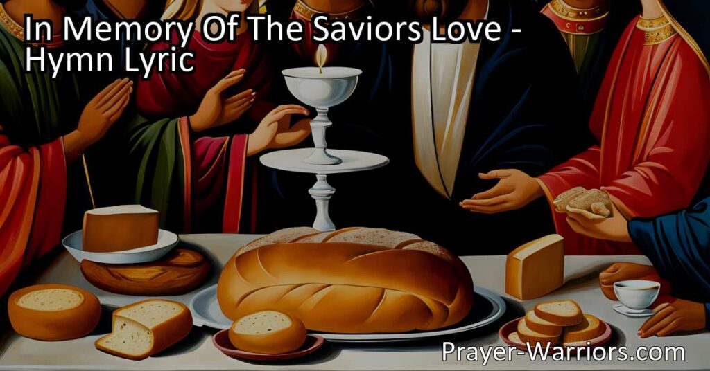 Discover the deep meaning behind the sacred feast in "In Memory Of The Savior's Love" hymn. Learn about the broken flesh and blood of Jesus and the anticipation of the heavenly feast above. Cherish and honor the connection to Jesus and our hope for the future.