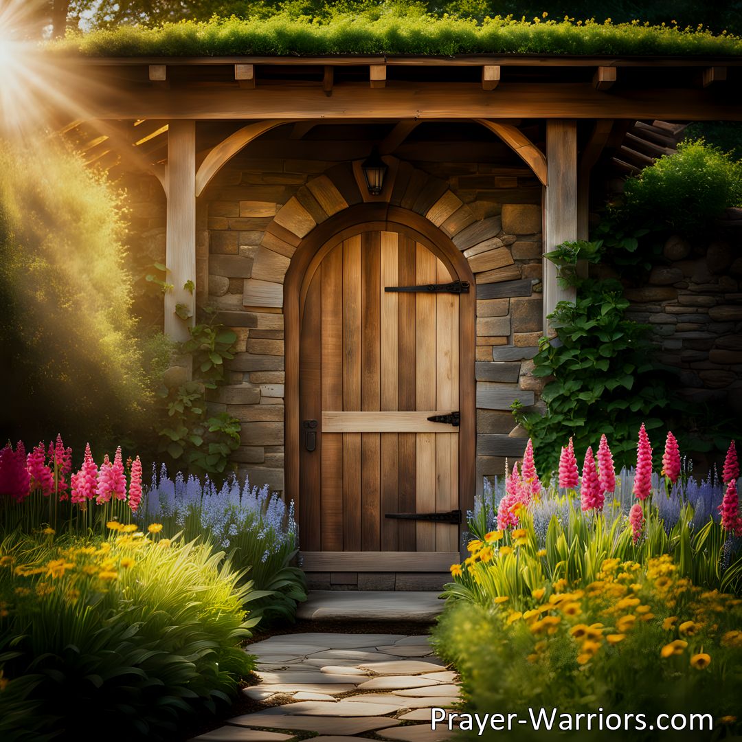 Freely Shareable Hymn Inspired Image Discover solace and peace inside the door of our Lord, Jesus Christ. Find refuge from life's storms and experience calm and contentment. Abide in His presence for true fulfillment and beauty.