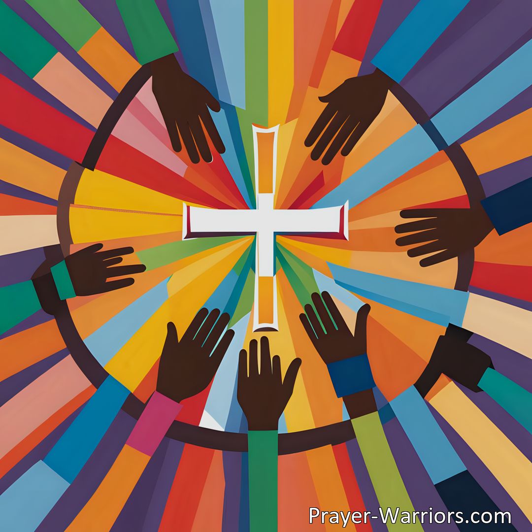 Freely Shareable Hymn Inspired Image Jesus Died For All The Children: Embrace Diversity, Equality & Love. Learn how Jesus's sacrifice transcends race and background, and why we should nurture inclusivity and acceptance. Spread love today!