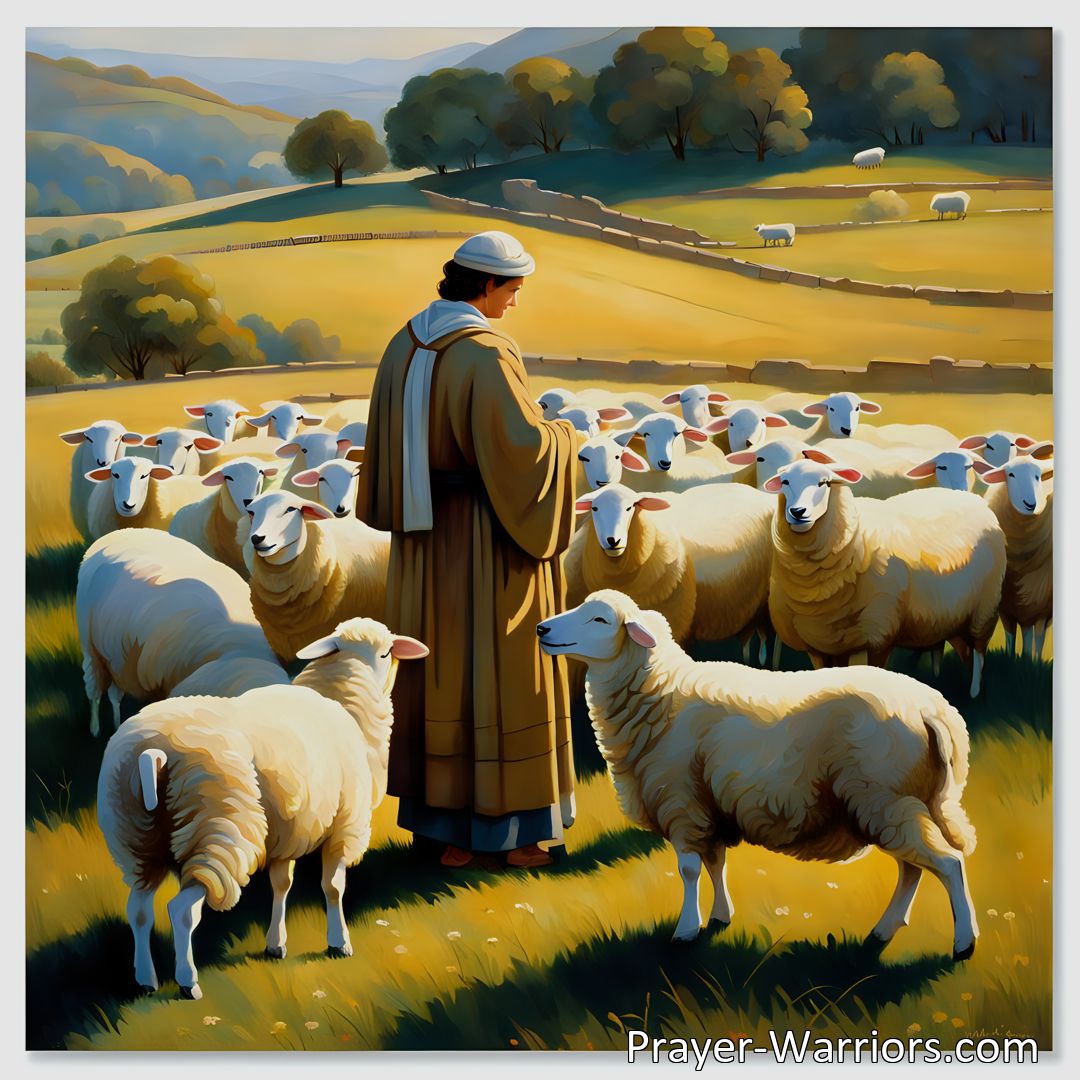 Freely Shareable Hymn Inspired Image Find peace and strength in Jesus' mercy and care. Turn to Him in prayer for guidance and solace. Trust in His loving care like a shepherd.