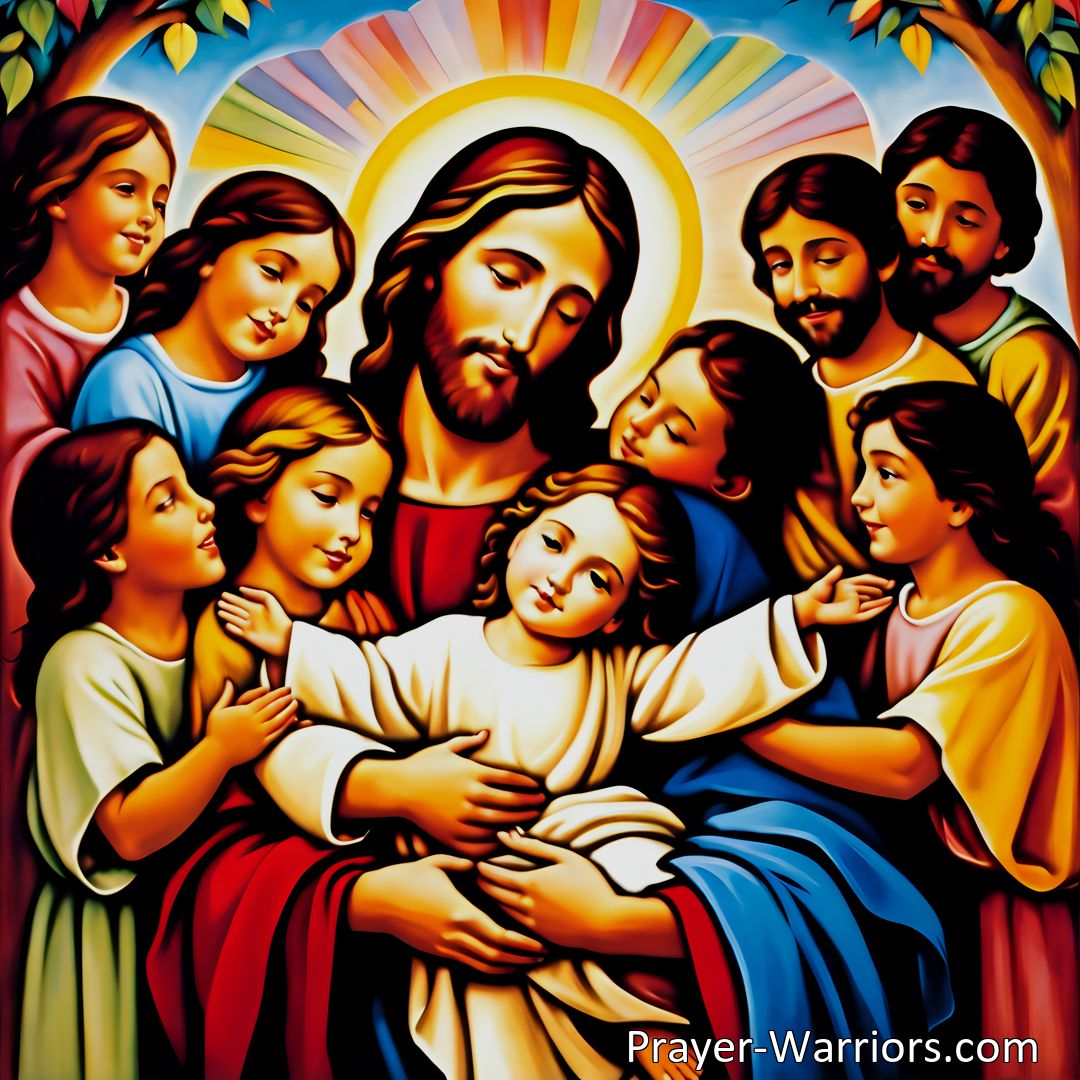 Freely Shareable Hymn Inspired Image Jesus Is The Children's Friend: A Precious and Tender Source of Love and Guidance. Discover the deep bond and special connection between Jesus and children, as expressed in the hymn Jesus Is The Children's Friend. Explore the meaning behind the lyrics and the importance of Jesus's role in children's lives.