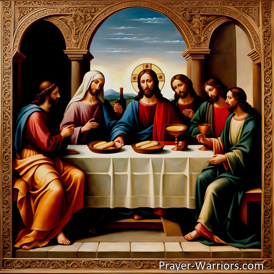 Freely Shareable Hymn Inspired Image Discover the profound significance of the hymn Jesus We Bow Before Thy Feet and the divine feast it references. Explore the symbolism of the Eucharist, its role in nourishing our souls, and the eternal blessings it offers.