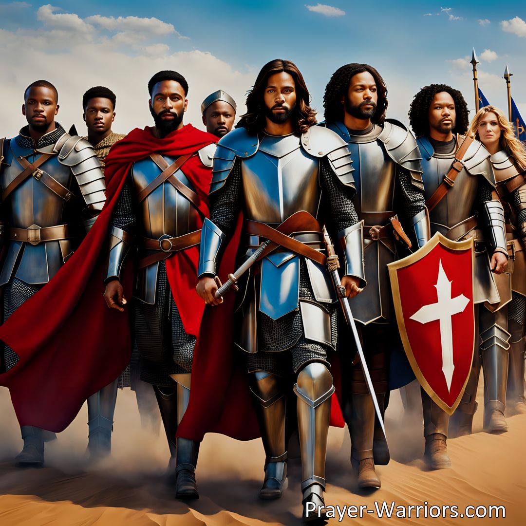 Freely Shareable Hymn Inspired Image March towards victory with 'Line Up, Line Up for Jesus' hymn. Join the united band of soldiers, actively engage in the fight against evil, and spread the gospel to all nations. Let this inspiring hymn ignite your faith and purpose. (159 characters)