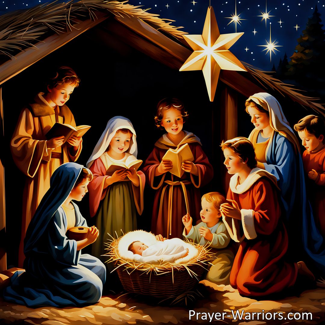 Freely Shareable Hymn Inspired Image Celebrate the birth of Jesus, the Blessed Child of Christmas, with the hymn Little Children, Rise And Sing. Reflect on the joy, humility, and generosity that this season brings. Merry Christmas! (159 characters)