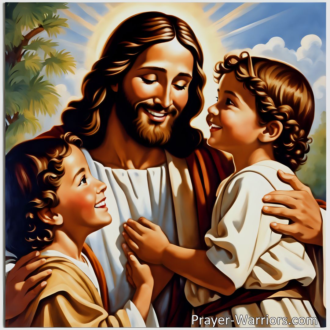 Freely Shareable Hymn Inspired Image Discover the heartwarming love of Jesus for children in this hymn. Embrace the importance of cherishing and nurturing the youngest members of society. Join us in creating a heavenly kingdom for kids with the same love Jesus showed.