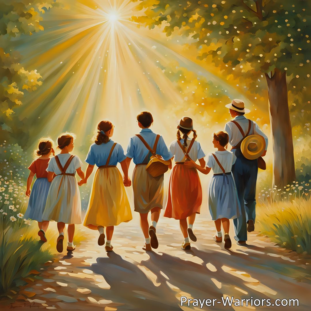 Freely Shareable Hymn Inspired Image Spread light and joy with the hymn Onward Go The Sunbeams. Discover how a smile can bring happiness and learn the power of kindness in making a positive impact on others.