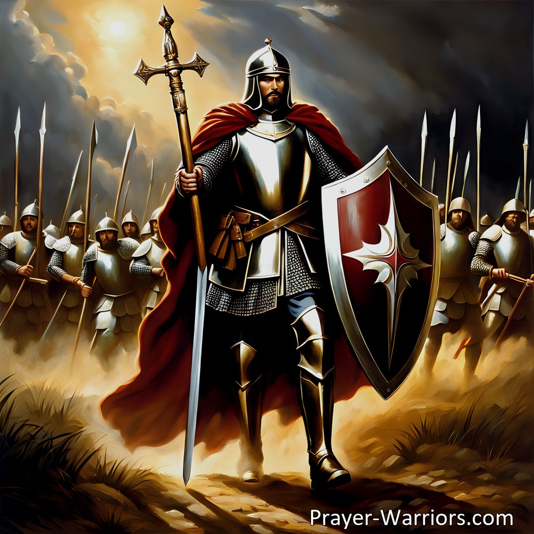 Freely Shareable Hymn Inspired Image Onward O Soldier Anew To Begin: Embrace Courage, Never Retreat. Overcome Adversity with Jesus by Your Side. Find Inspiration and Strength for Life's Challenges.