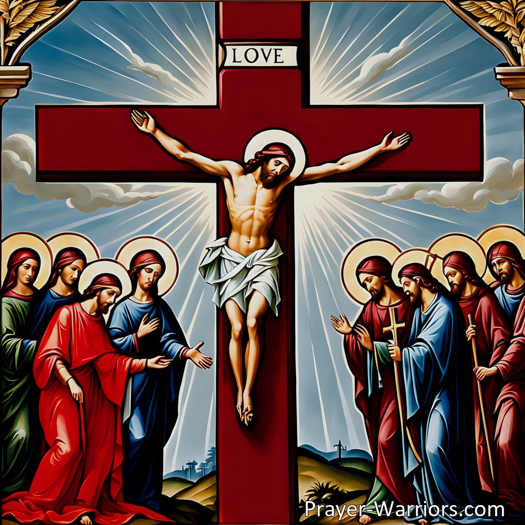 Freely Shareable Hymn Inspired Image Experience the powerful love and sacrifice of Jesus at the crimson cross. Find salvation and hope at the sheltering cross. Don't disregard His love, believe and be saved.