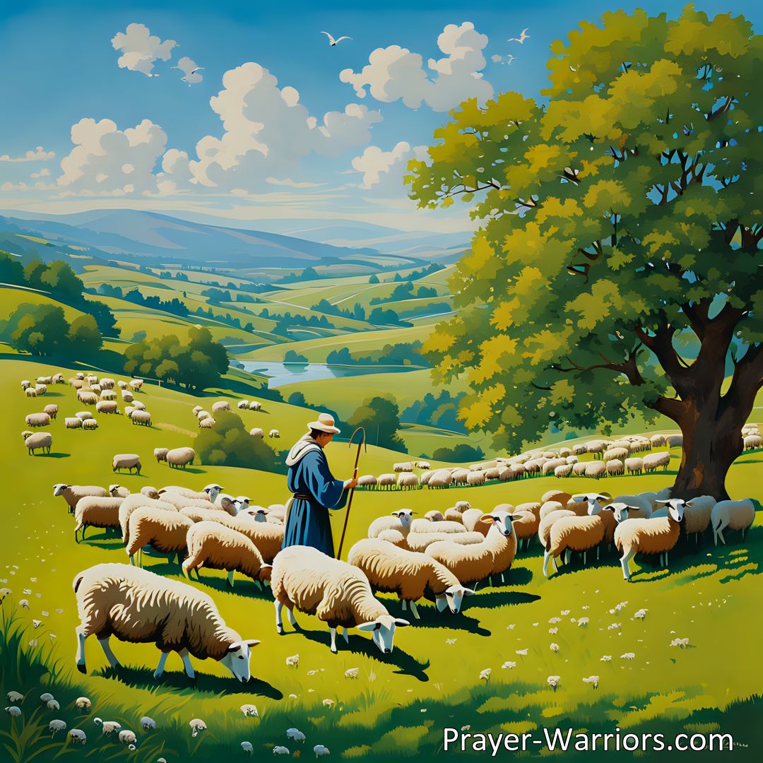 Freely Shareable Hymn Inspired Image Discover the profound love and care of Jesus as you reflect on being His cherished lamb. Find joy in His guidance and provision. Rejoice in the ultimate promise of eternal communion with Him.