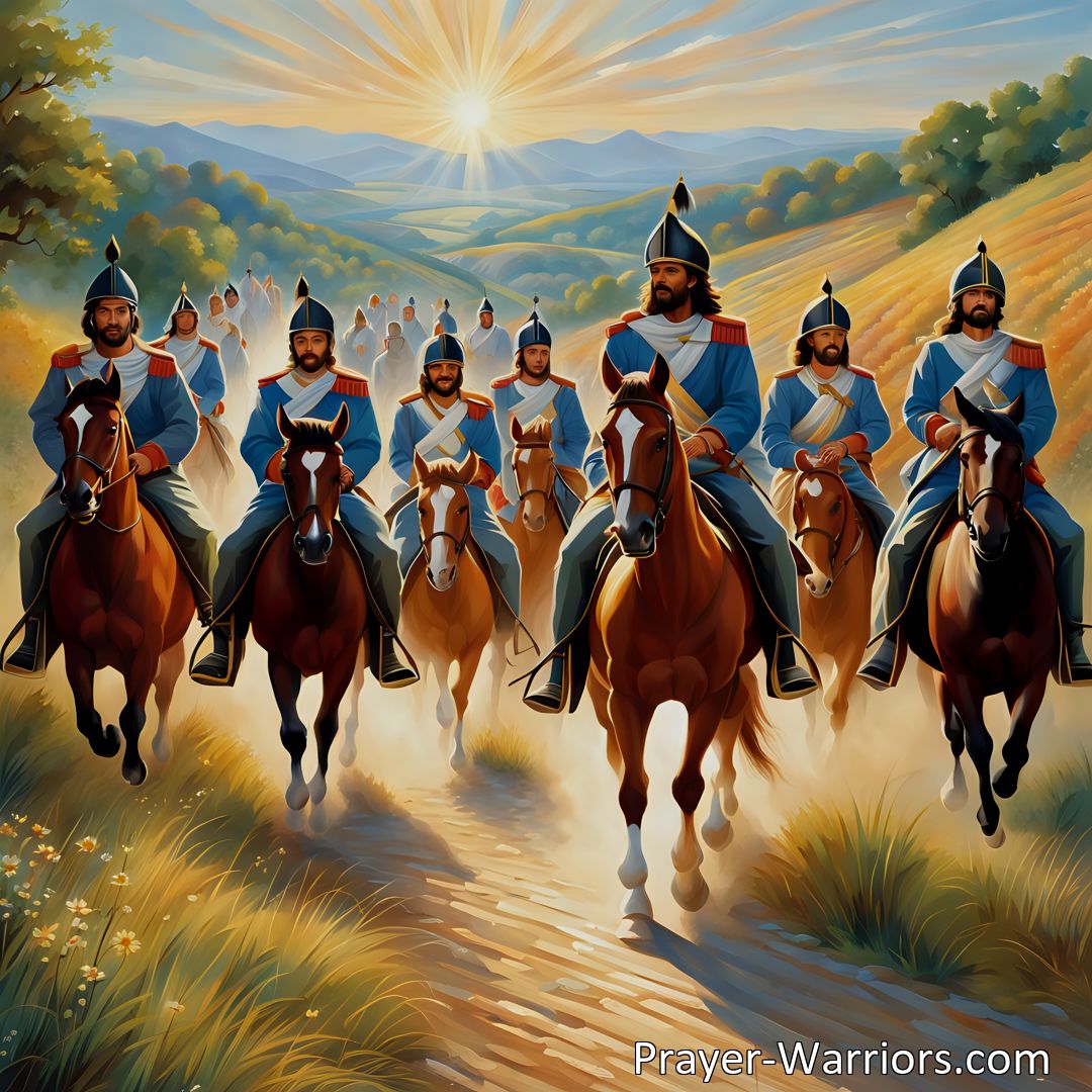 Freely Shareable Hymn Inspired Image Soldiers For Jesus Rise And Away: March on fearlessly with our Commander by your side. Embrace the war cry, conquer challenges, and keep in the line.