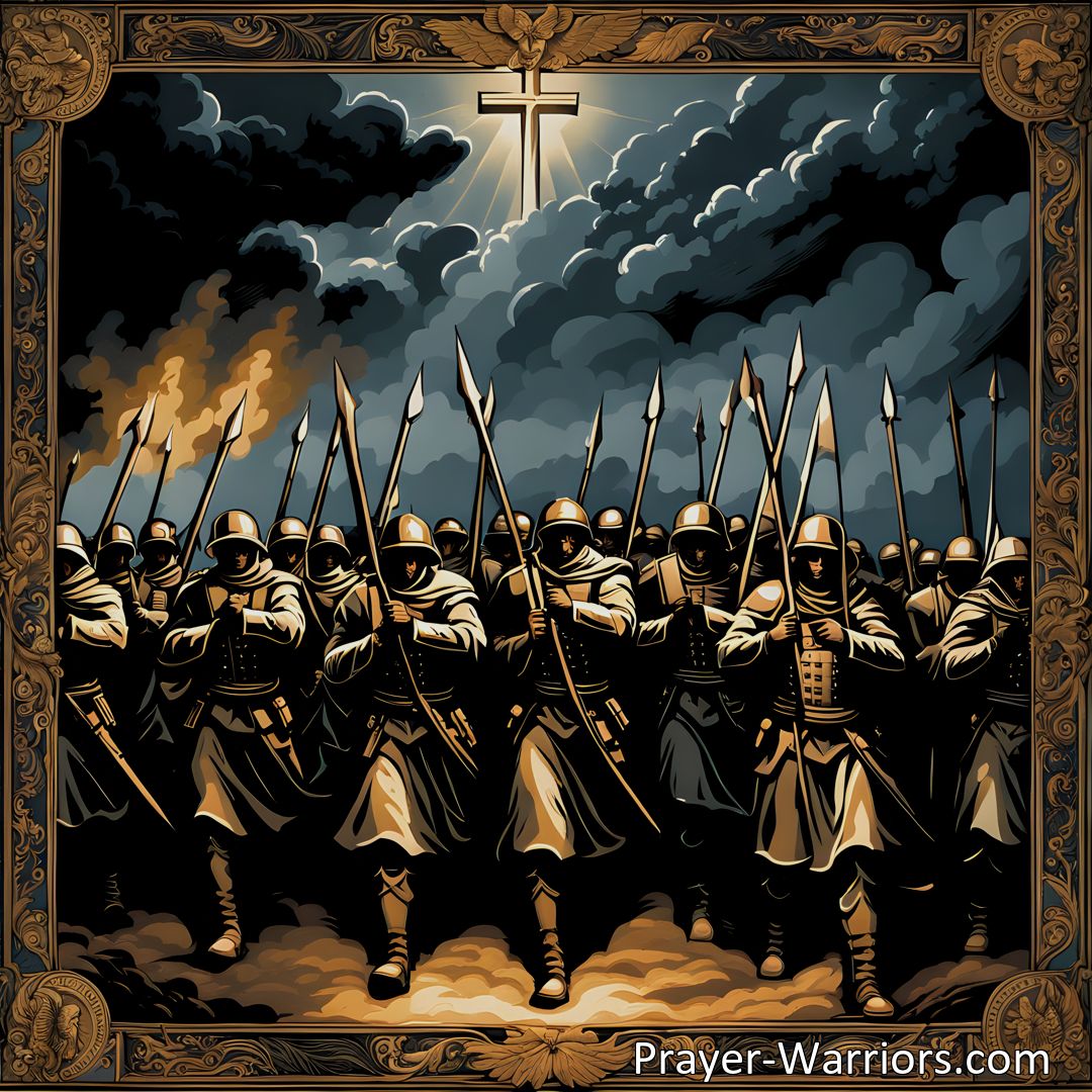 Freely Shareable Hymn Inspired Image Soldiers Of King Jesus: Marching Towards Victory. Embrace your role as soldiers of King Jesus, following His lead and fighting for what is right. Join us as we march onward, united in faith and loyalty, towards ultimate triumph.