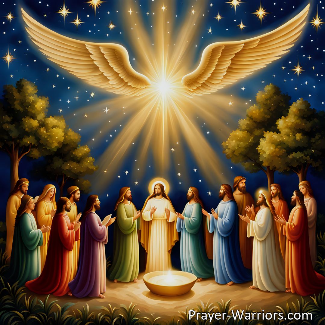 Freely Shareable Hymn Inspired Image Experience the joy and wonder of Jesus' birth in The Angels Sang One Starry Night. Discover the good news that brings hope and inspiration. Sing along and feel the love and grace of God.