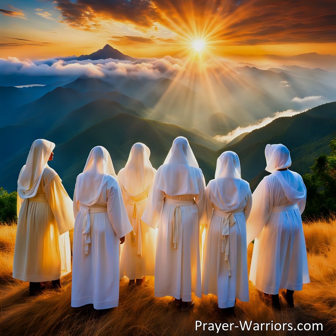 Freely Shareable Hymn Inspired Image Experience the joy and beauty of the golden sunbeams with their gleaming light. Witness God's glory and power in His creations. Praise Him and offer Him our heartfelt gratitude. Find rest and eternal bliss in His loving presence.