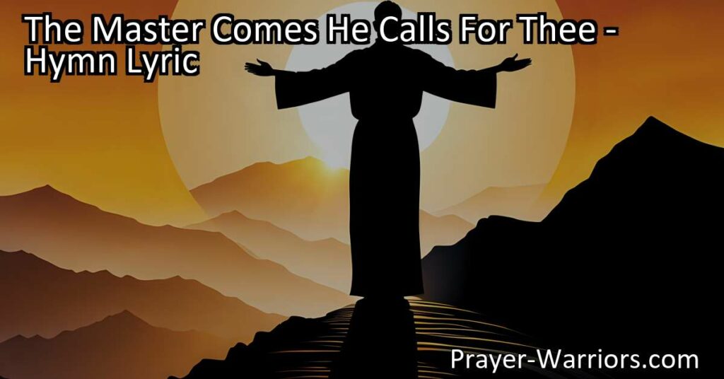 Spread the message of Christ's love and salvation. The Master Calls! Go forth and set the captives free. Proclaim His power to save. Willing hearts needed.